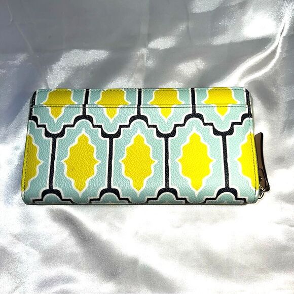 Kate Spade Cabana Tile Lacey Yellow and Blue Geometric Wallet - Picture 4 of 14
